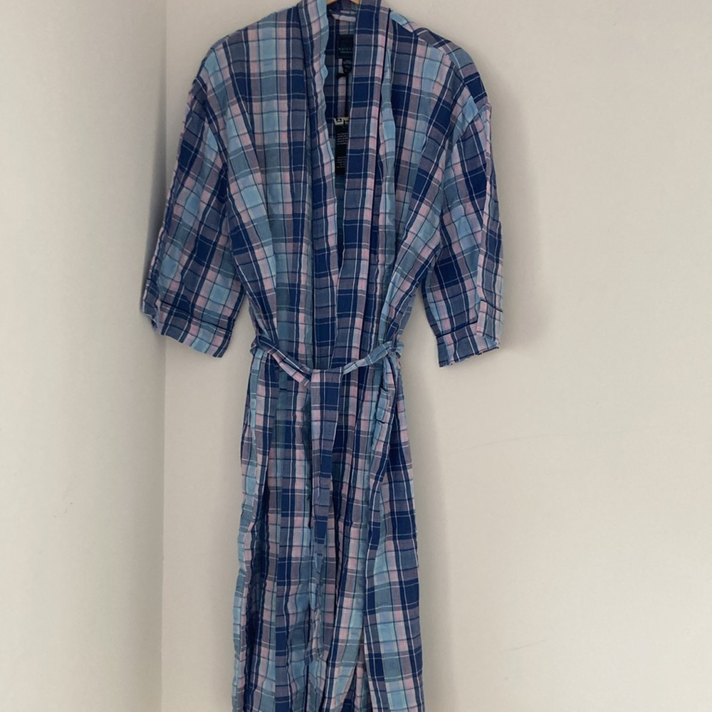 Majestic International Cotton Plaid Robe Men’s Size 0/S NWT